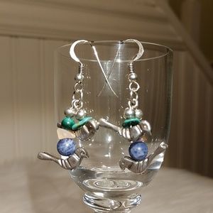 Boho Sterling Silver Lapis & Turquoise Earrings
